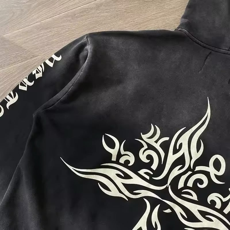 Acid washed vertebrate hoodie