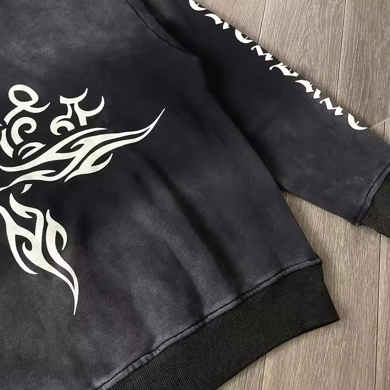 Acid washed vertebrate hoodie