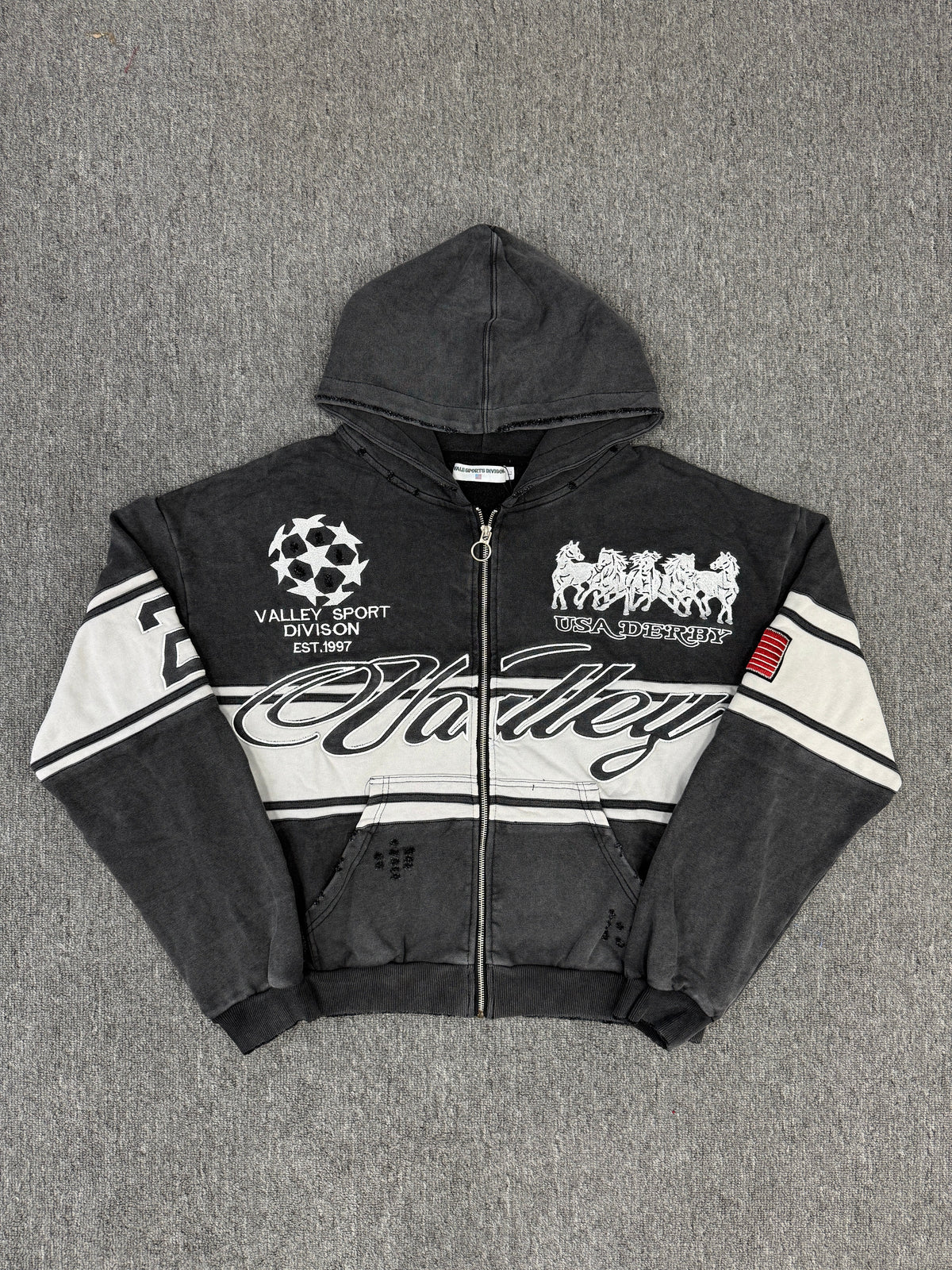 Vale Forever BLACK CURSIVE ZIP UP HOODIE
