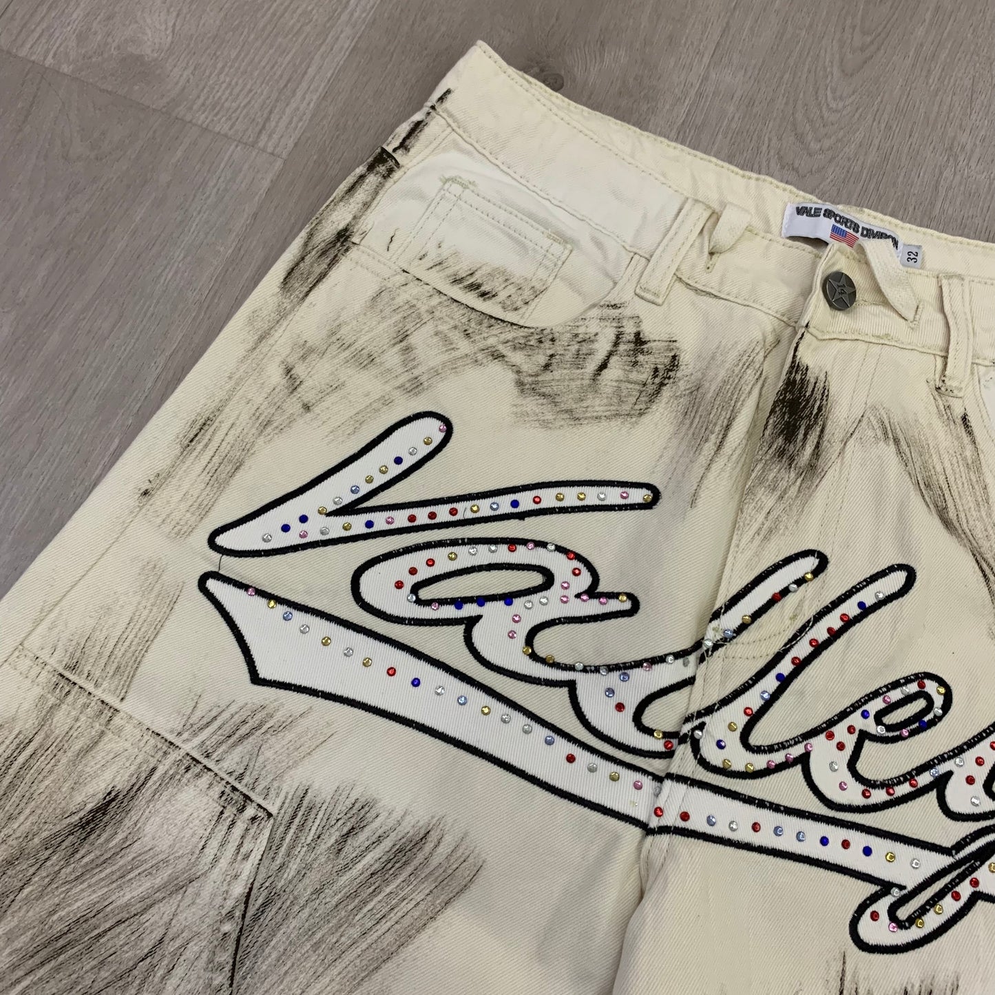 Vale Forever Skittles Jorts Men's Rhinestones Denim Shorts