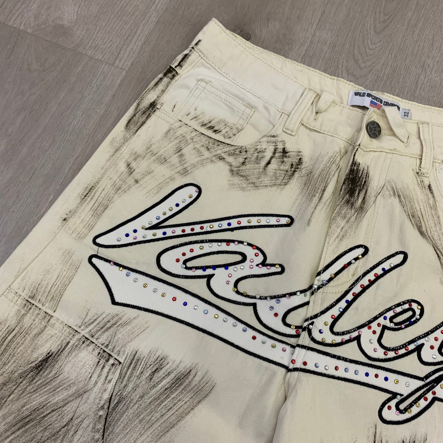 Vale Forever Skittles Jorts Men's Rhinestones Denim Shorts