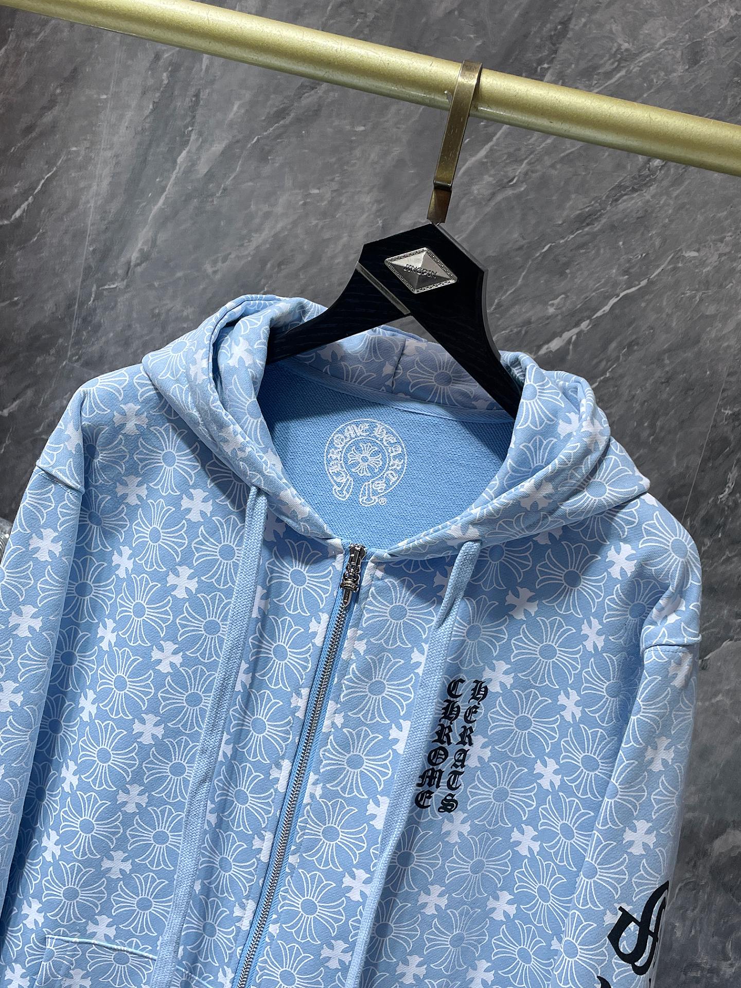 Light blue chrome hearts zip up jacket