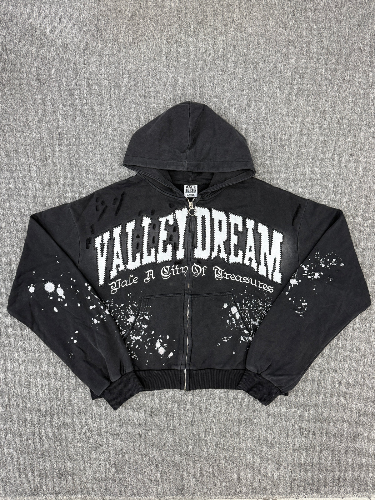 VALE FOREVER Paint Zip Up Hoodie - Black
