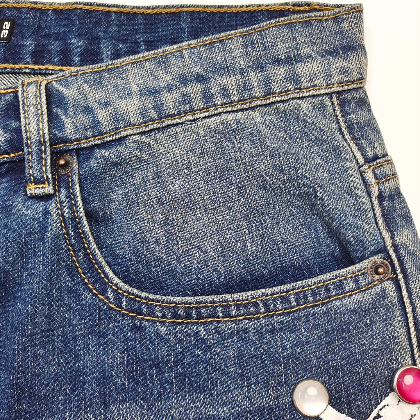 Sp5der Web Stone Denim Shorts 'blue Wash