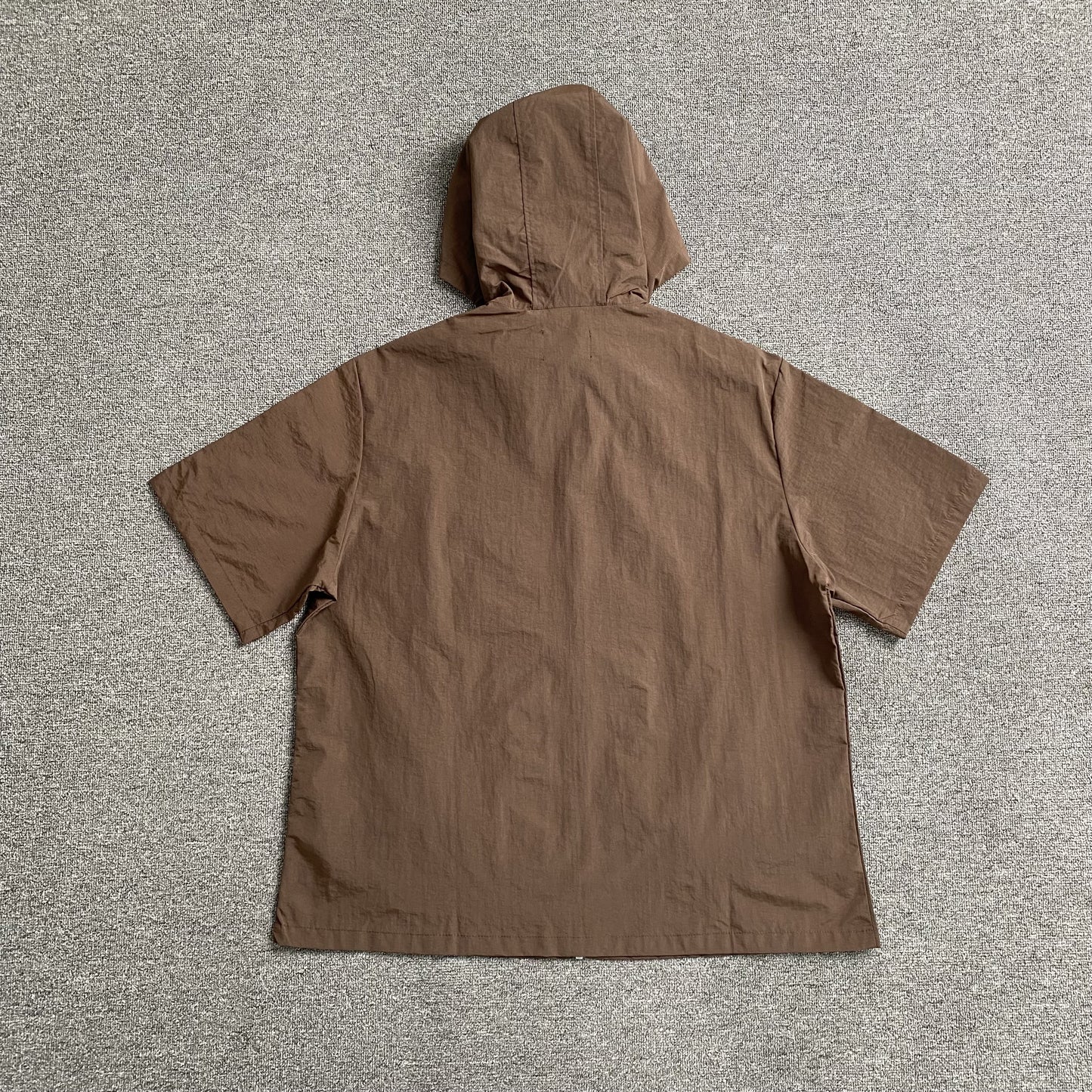 Saint Vanity Nylon Short Sleeve Zip Up Hoodie Brown