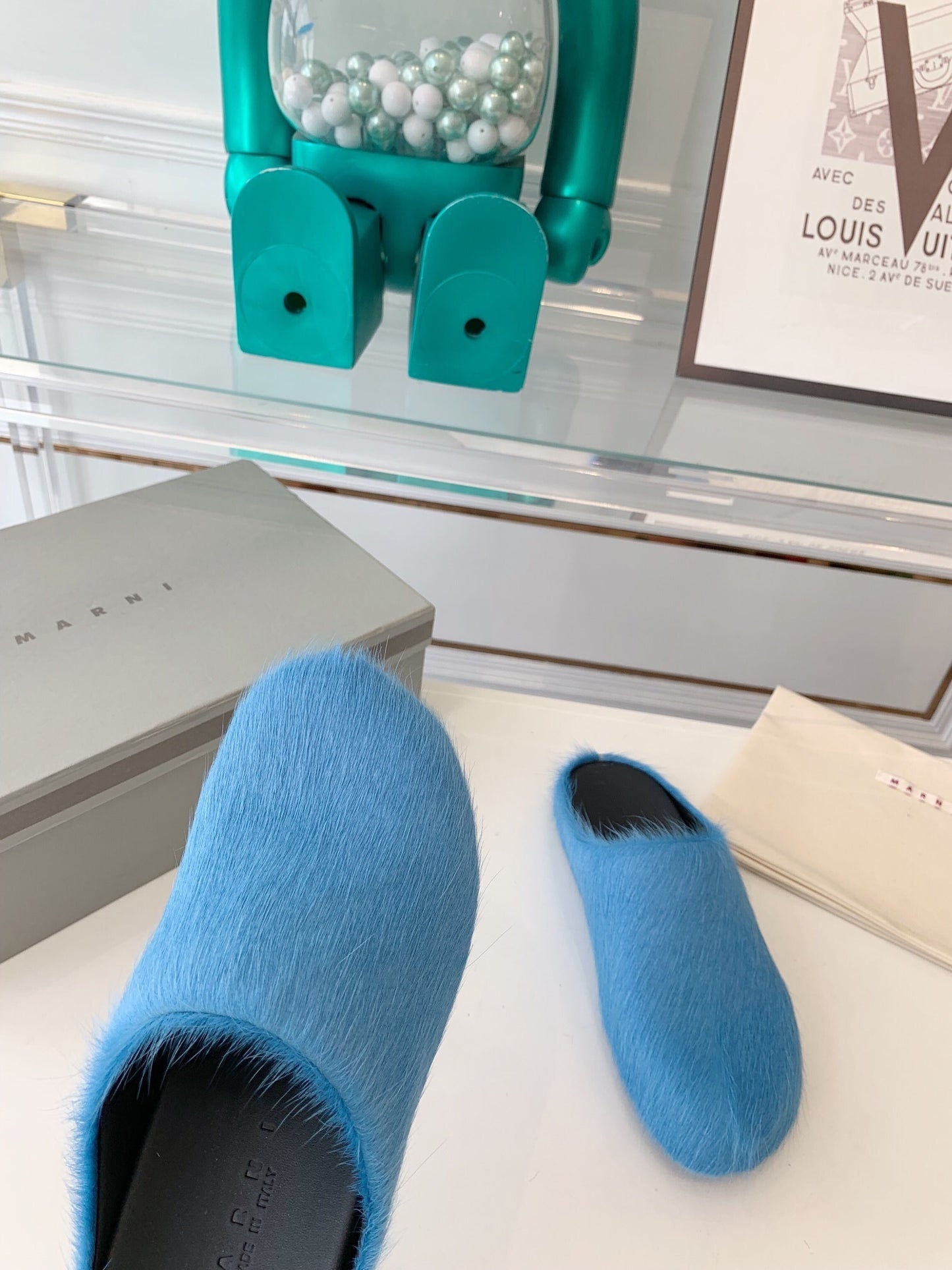 Marni slides loafers light blue