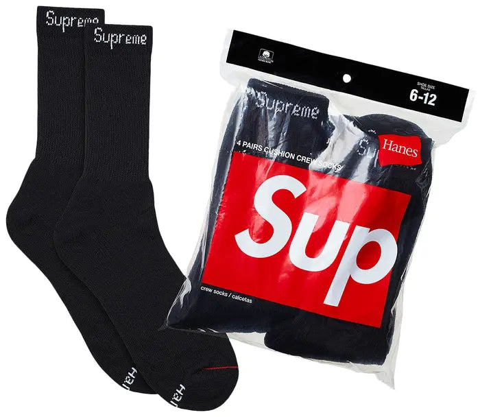 Supreme x Hanes Crew Socks (16 pairs) 'Black'