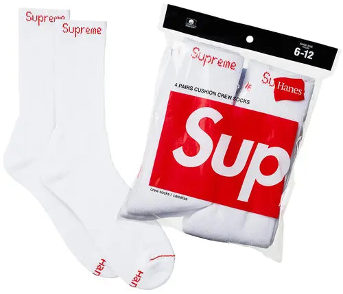 Supreme x Hanes Crew Socks (16 pairs) 'White'