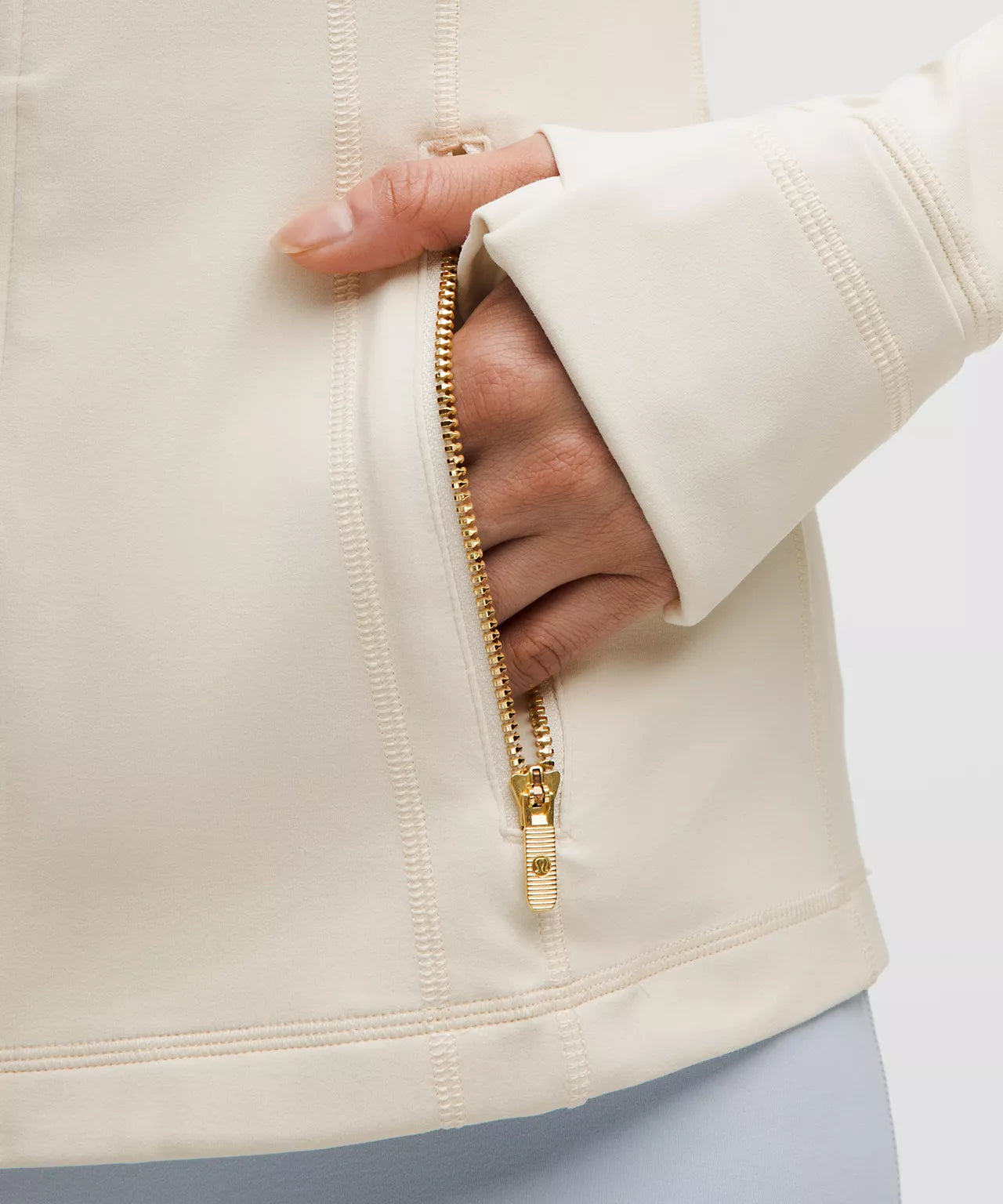 Lululemon Light Ivory gold zipper Define Jacket Nulu