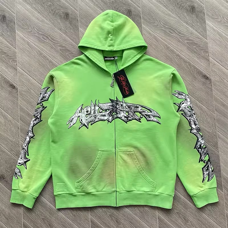Hellstar path to paradise green zip up jacket