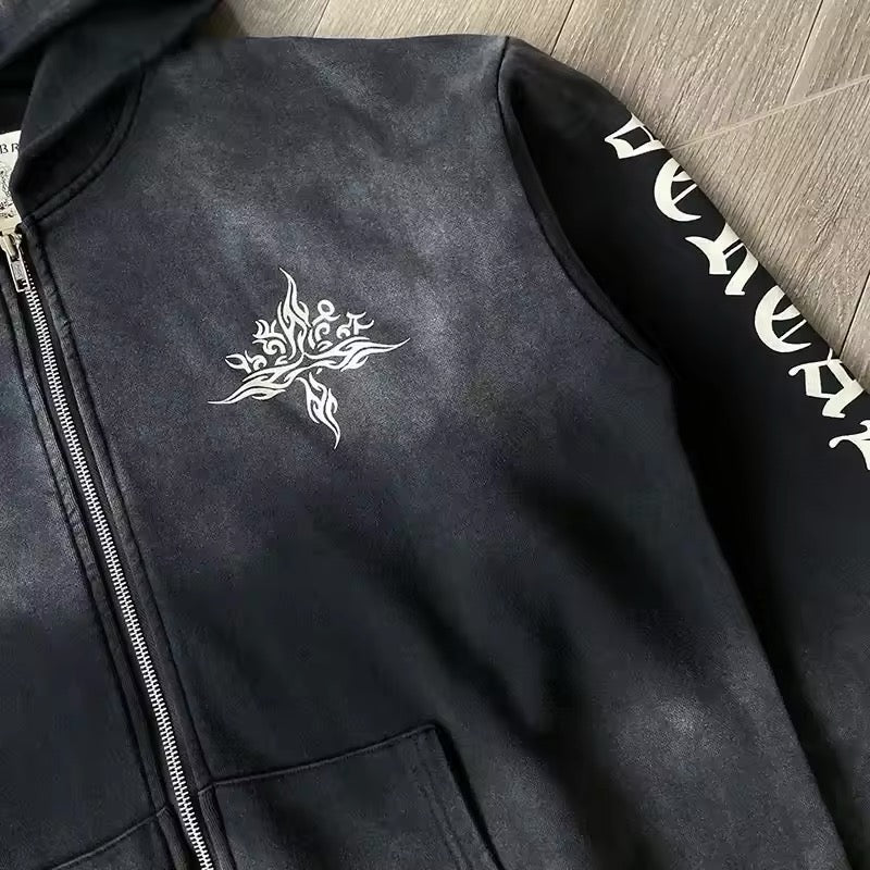 Acid washed vertebrate hoodie