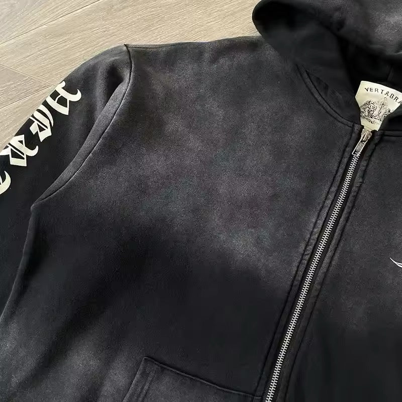 Acid washed vertebrate hoodie