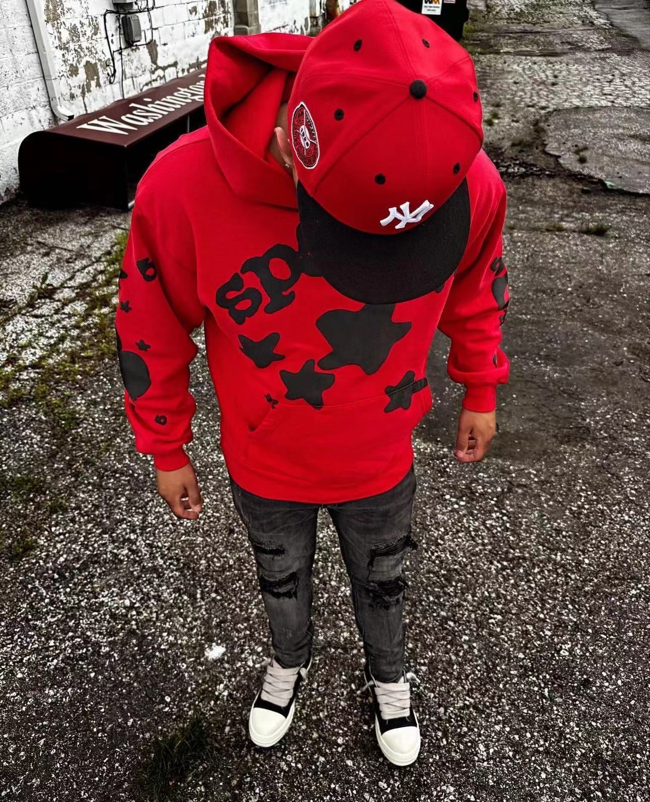 Red beluga sp5der hoodie