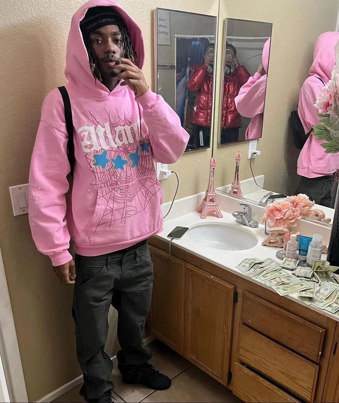 Pink Atlanta sp5der hoodie