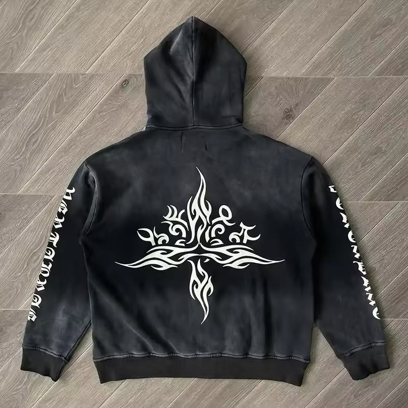 Acid washed vertebrate hoodie