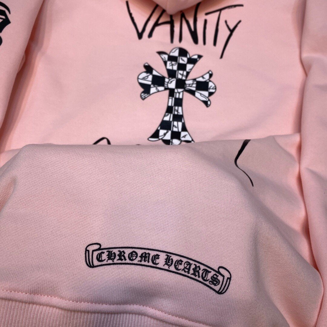 Light Pink chrome hearts hoodie