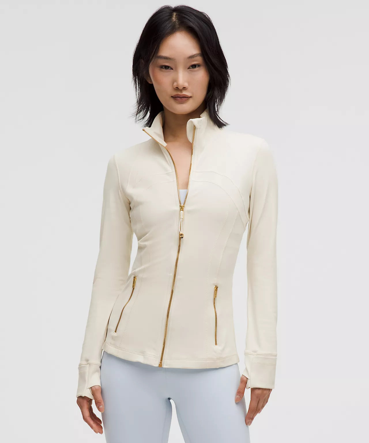 Lululemon Light Ivory gold zipper Define Jacket Nulu