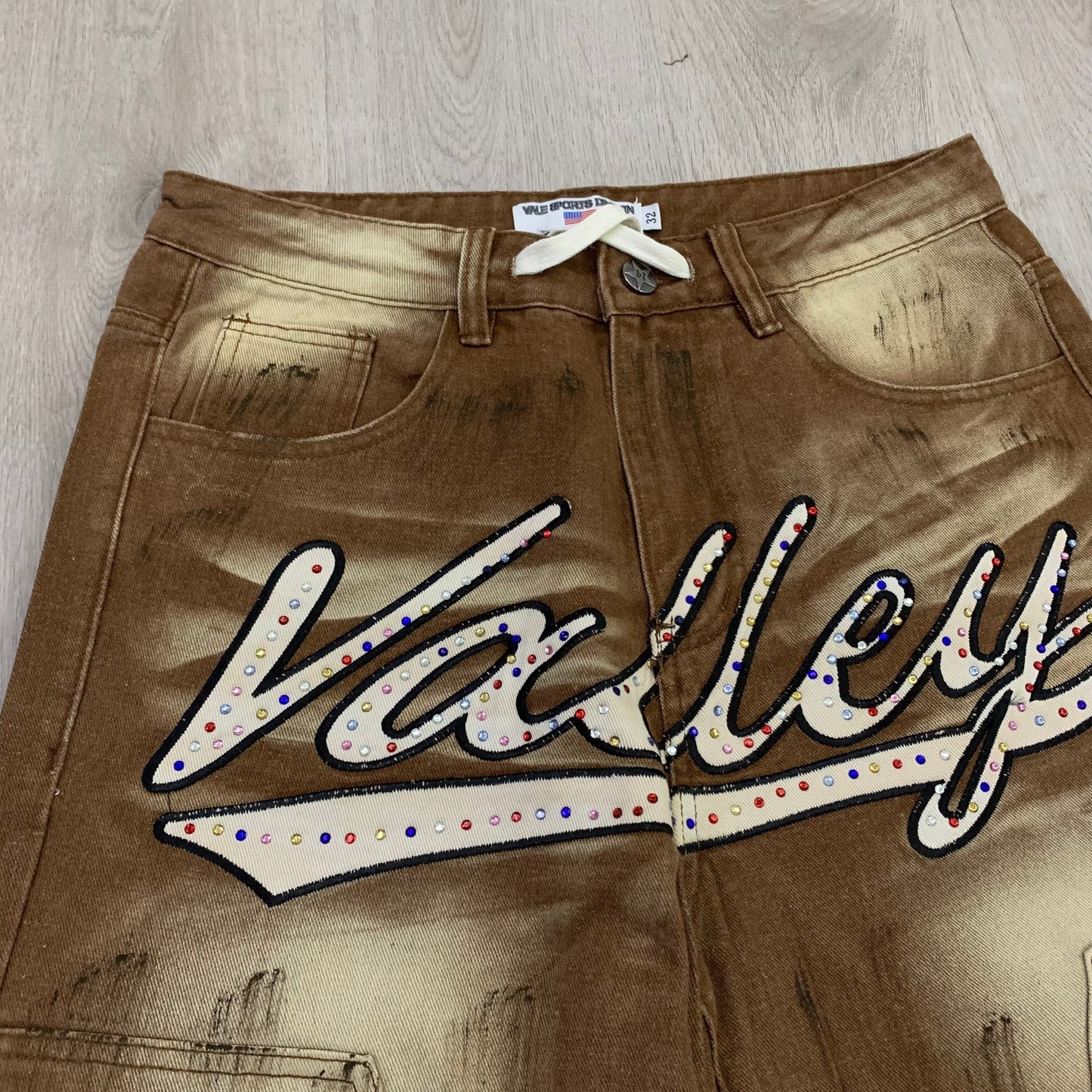 Vale Forever Skittles Jorts Men's Rhinestones Denim Shorts