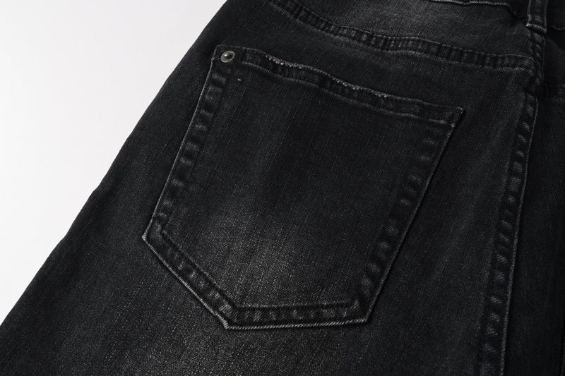 KSUBI denim black distressed skinny jeans red embroidered/screen print writing