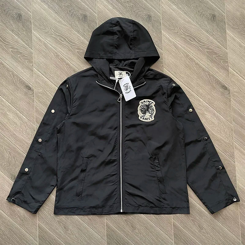 SAINT VANITY Embroidered willow nail sports style casual trench coat