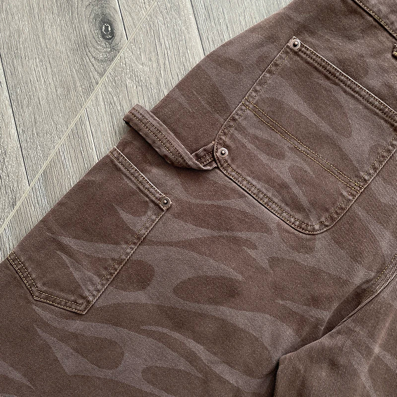 HS Studios Heavy wash camouflage denim casual shorts