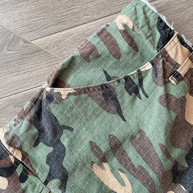 HS Studios European and American high street embroidered camouflage sports casual cargo pants