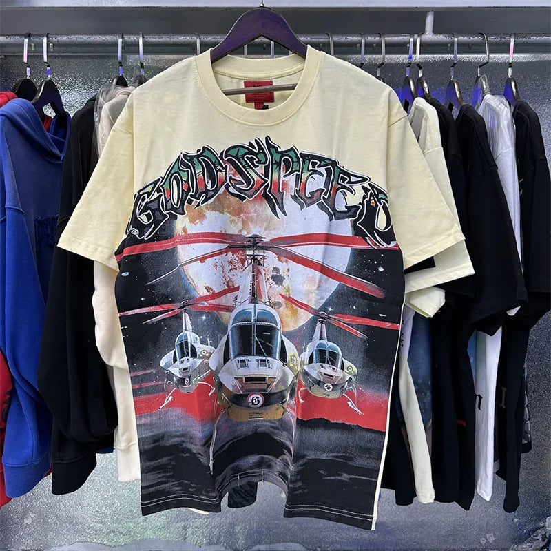 Godspeed Printed High-Quality Double Yarn Pure Cotton Casual Short Sleeved t-Shirt For Men And Women