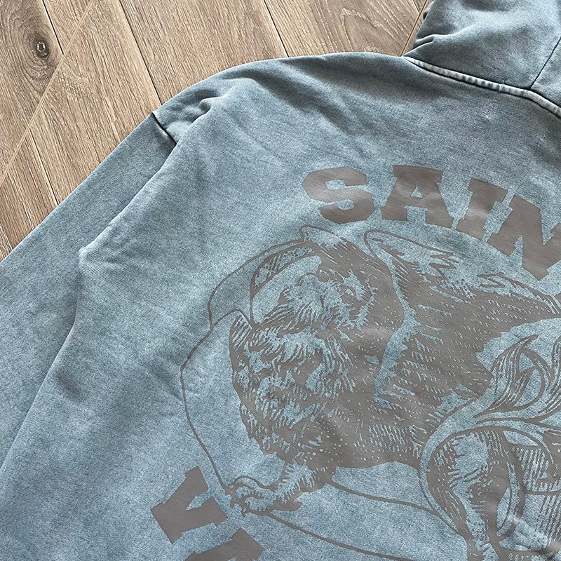 Same SAINT VANITY ins wash water to make old riveted hoodie
