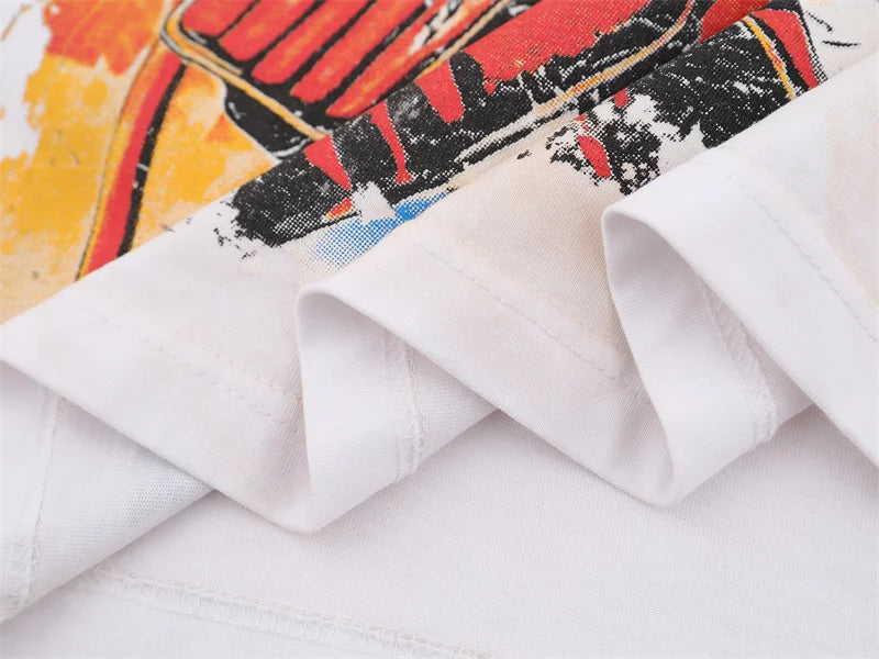 Vale Pure Cotton Baseball Printed Distressed t-Shirt