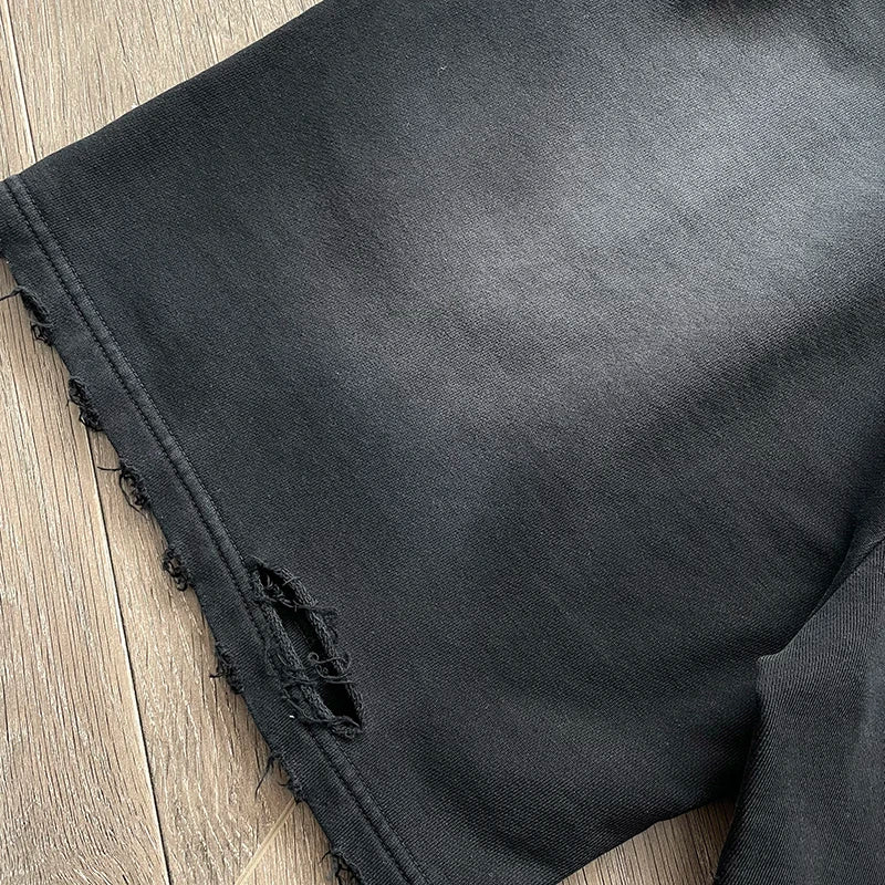 Vertabrae verty Three-dimensional printed black ripped sports shorts"