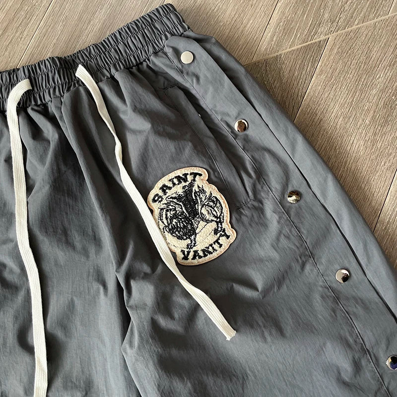 SAINT VANITY Embroidered breasted sports style casual pants