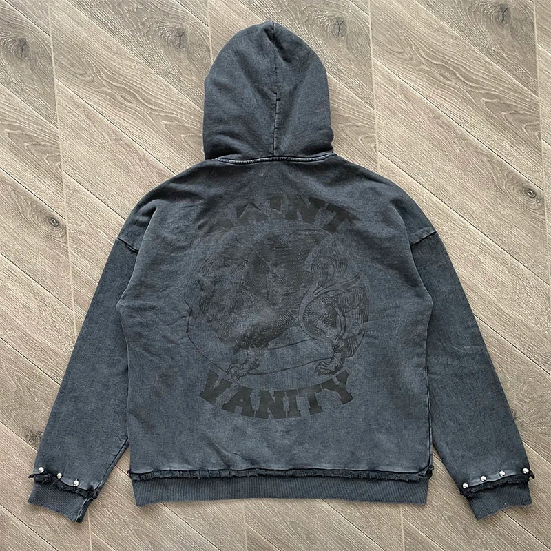 Same SAINT VANITY ins wash water to make old riveted hoodie