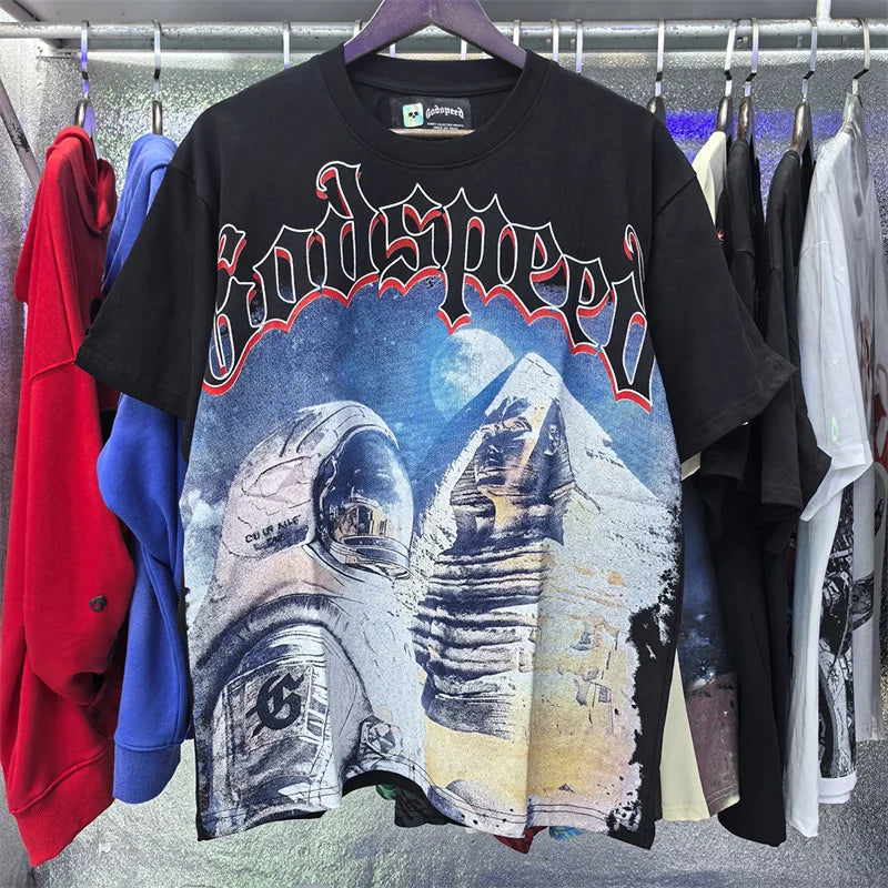 Godspeed Tower Printed High Quality Casual Round Neck Short Sleeve