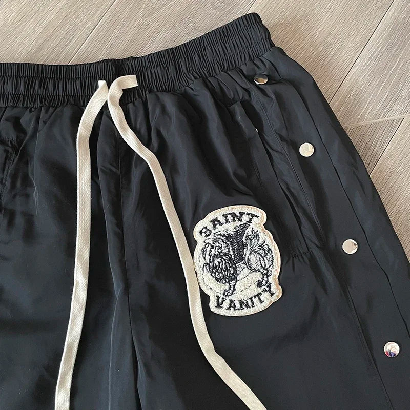 SAINT VANITY Embroidered breasted sports style casual pants