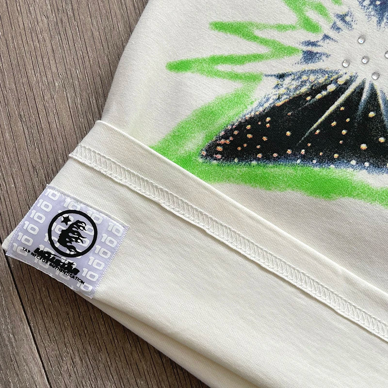 Hellstar PATH TO PARADISE Smiling star Pressed diamond printed casual short-sleeved T-shirt