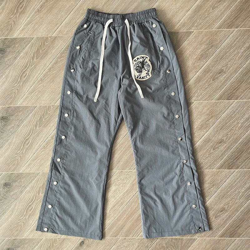 SAINT VANITY Embroidered breasted sports style casual pants