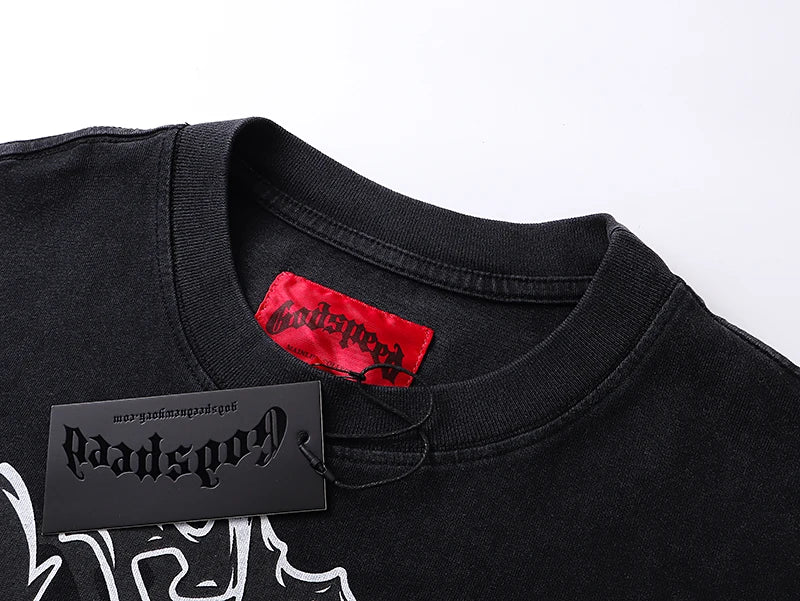 1103 # Godspeed Retro Washed Street Cotton Loose Long Sleeve T-shirt