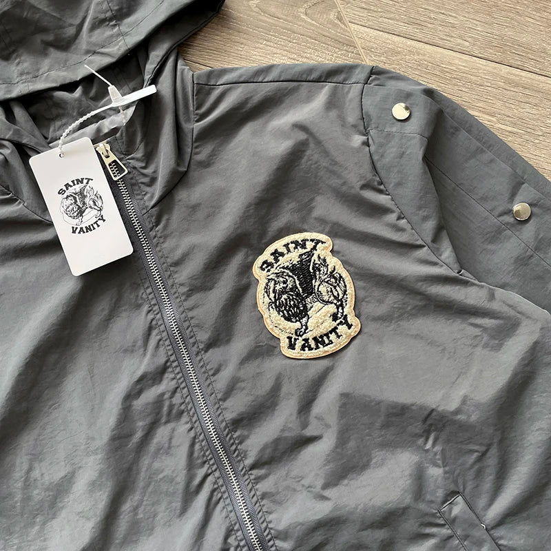 SAINT VANITY Embroidered willow nail sports style casual trench coat