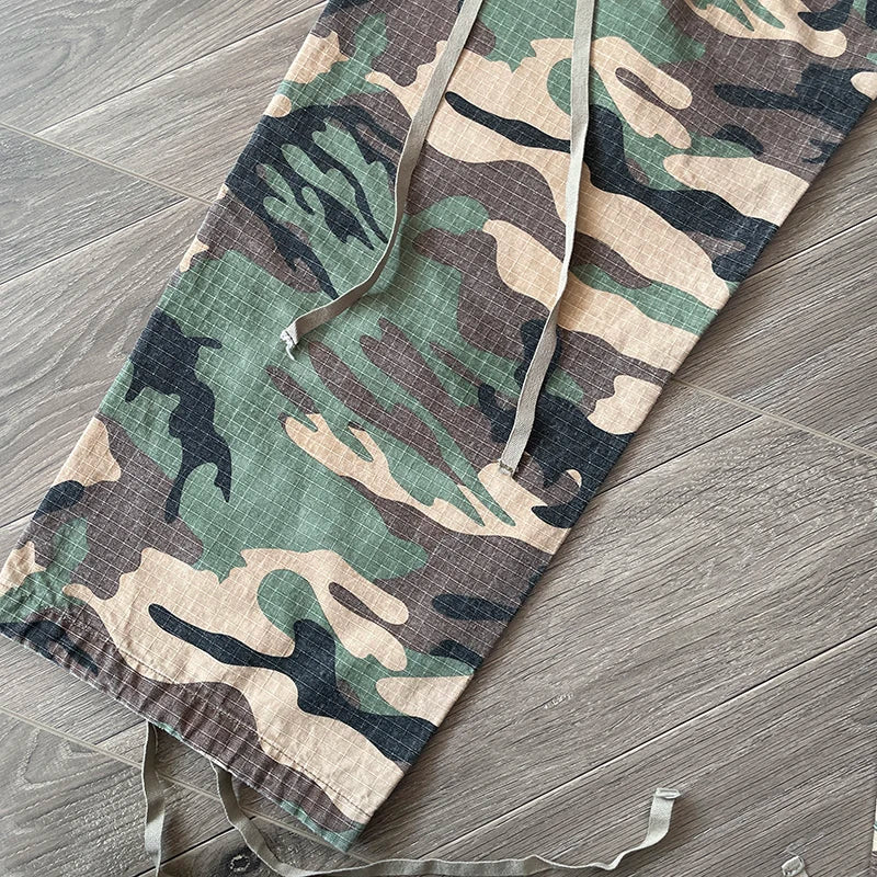 HS Studios European and American high street embroidered camouflage sports casual cargo pants