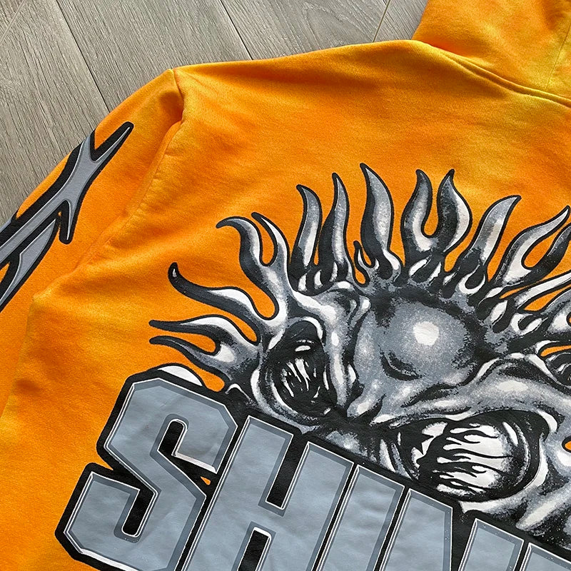 Hellstar PATH TO PARADISE sun zip up orange shine hoodie capsule 11