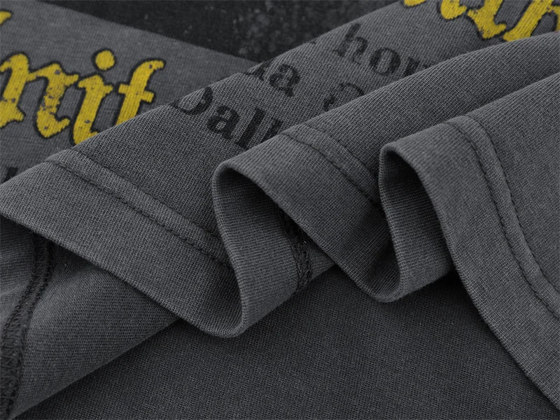 Vale Retro Washed Cement Print Pattern Short Sleeved t-Shirt