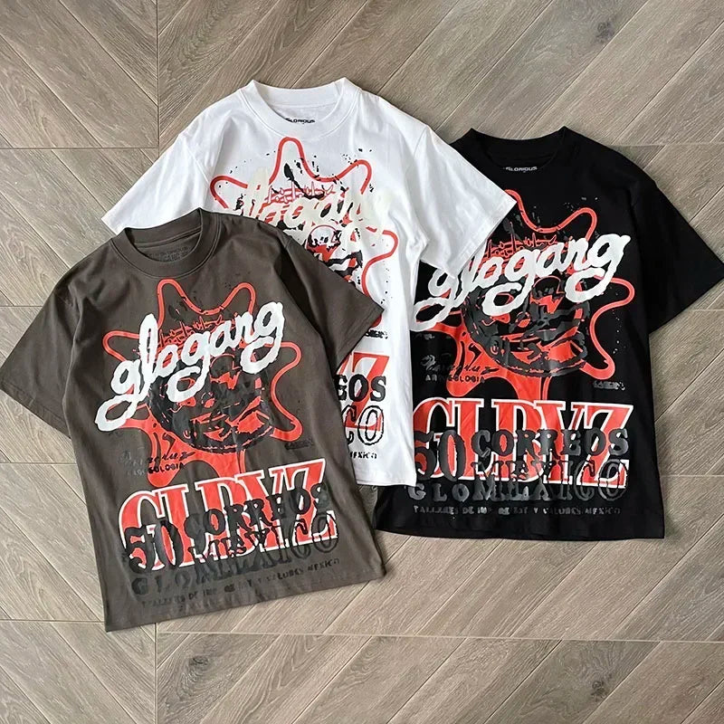 Glo Gang Boyz Tee cartoon men's and women's cotton short-sleeved T-shirts
