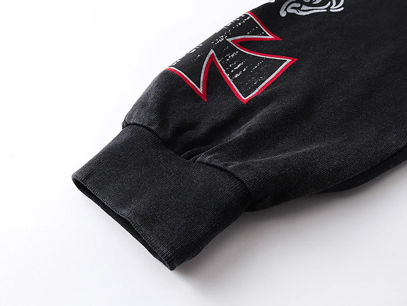 1103 # Godspeed Retro Washed Street Cotton Loose Long Sleeve T-shirt