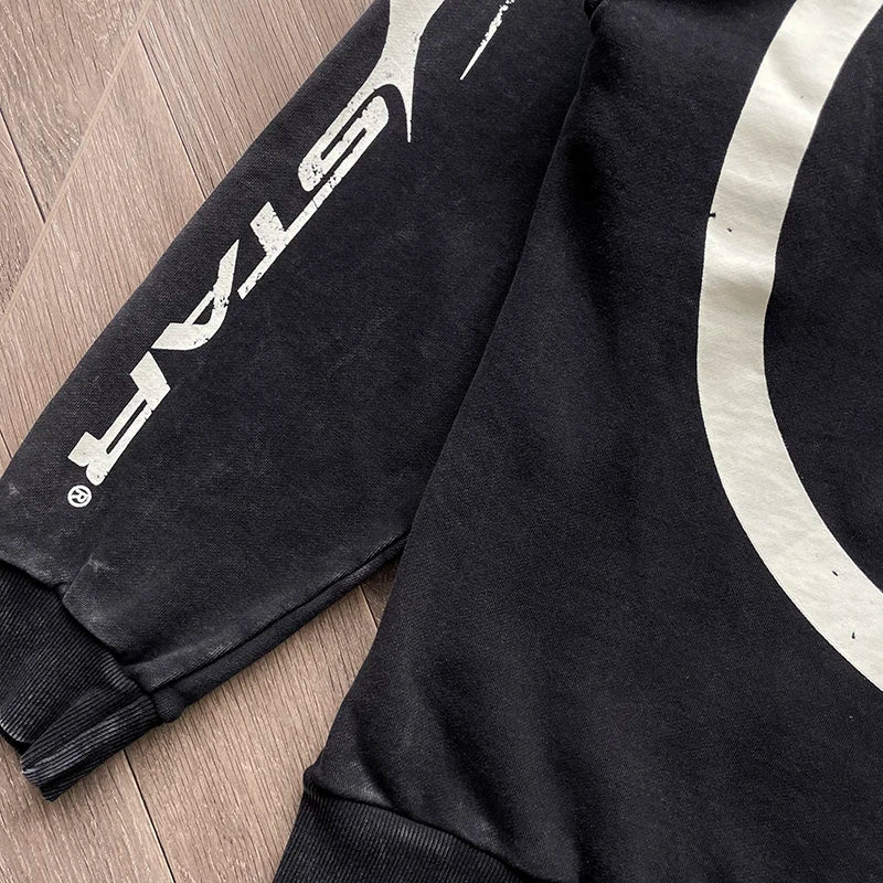 Hellstar capsule 11 path to paradise acid washed black zip up jacket