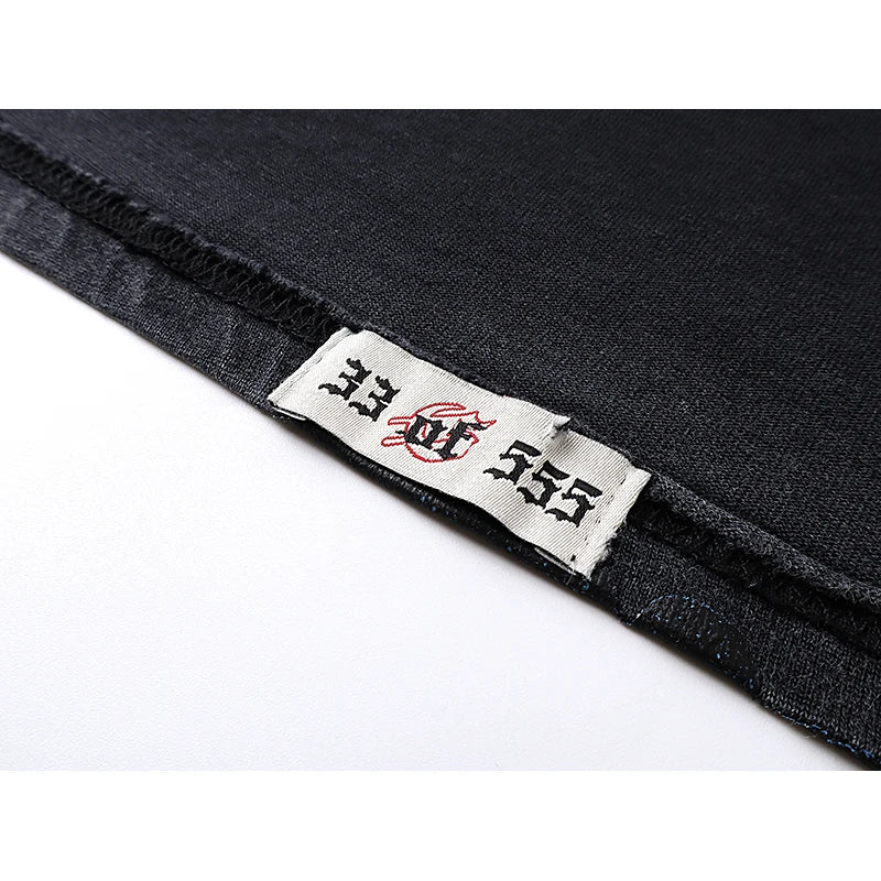 1097 # Godspeed Fashion Retro Washed Street Cotton Loose Long Sleeve T-shirt