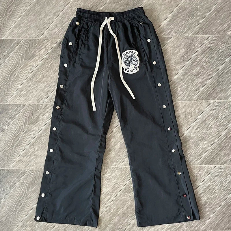 SAINT VANITY Embroidered breasted sports style casual pants