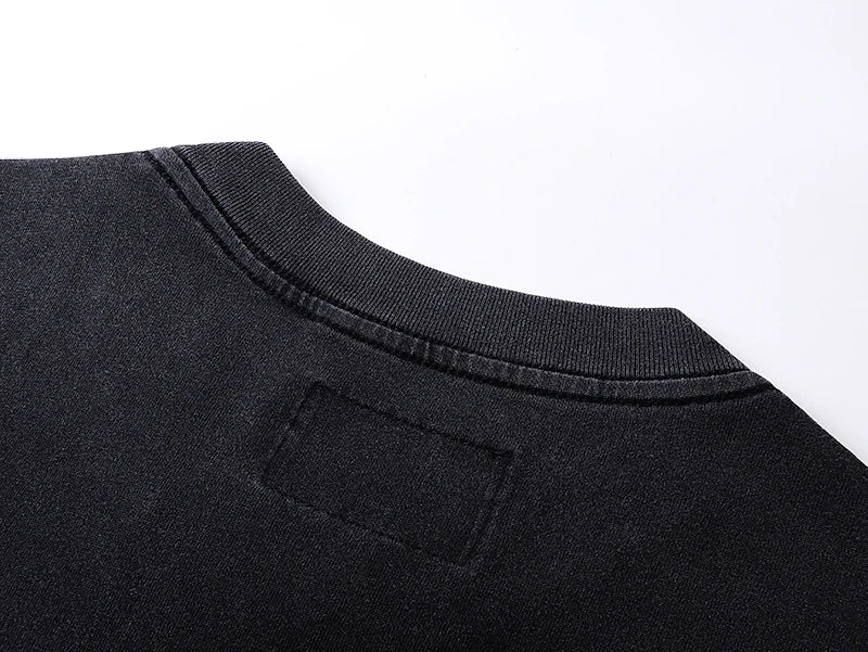 1097 # Godspeed Fashion Retro Washed Street Cotton Loose Long Sleeve T-shirt