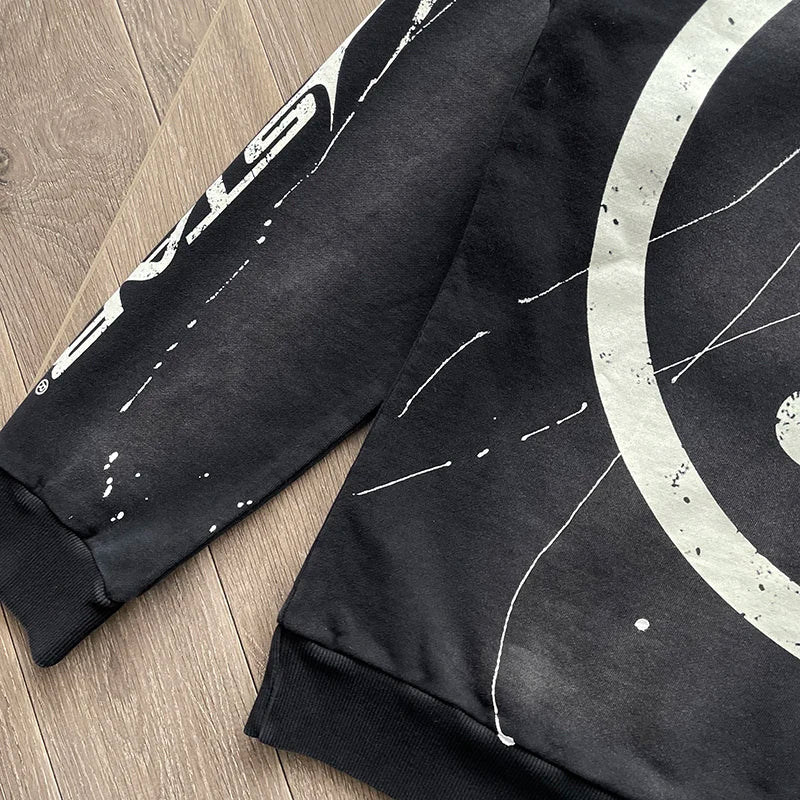 Hellstar HS77 PATH TO PARADISE vintage classic printed logo acid wash hoodie