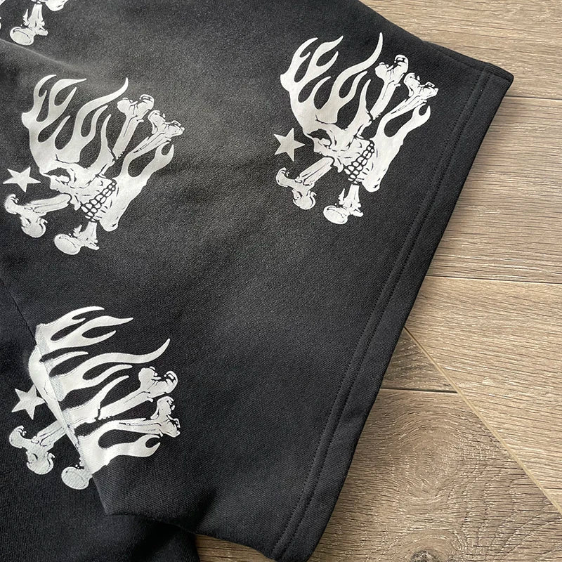 Hellstar PATH TO PARADISE Heavy wash skull printed shorts