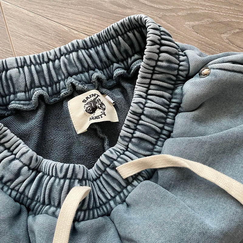 Same SAINT VANITY ins wash and do old rivets casual sports shorts